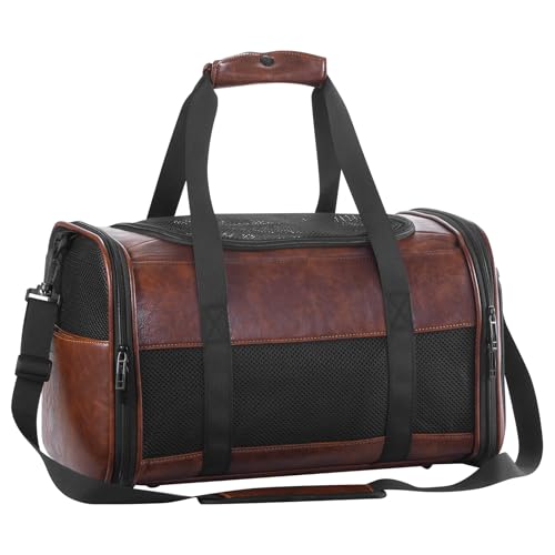 Fashion Leather Dog Carrier, Airline Approved Cat Carrier Soft Sided Pet Bag Carrier Purse for Puppy Kitten Small Animals Coffee - color: Coffee