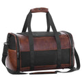 Fashion Dog Carrier Pet Carrier Airline Approved Cat Carrier for Small Dogs Cats Under 15 Lbs, Vegan Leather Collapsible Soft Sided Travel Puppy Carrier - color: Saddle Brown