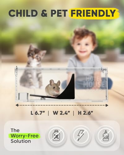 Motel Mouse Humane No Kill Mouse Traps Live Catch & Release - 4 Pack | Water & Food Compartment • Additional Air Holes • Tail Protection • Motel Mouse's Most Humane Solution • Reusable - color: Regular White