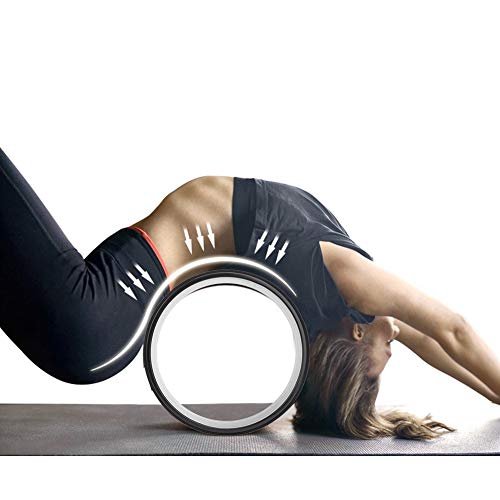 High Density PU Rubber Yoga Wheel for Stretching and Flexibility to Help Back Aches and Tension, Tear, Flexible Roller Designed, Extend Premium Back Roller - color: Black inner ring