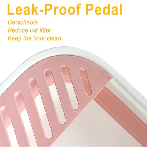 Low Entry Kitten Litter Box Collapsible Shallow Litter Box | Senior Cats Anti-Splashing Kitty Training Open Potty Pan Scoop Leak-proof pedal Cat Toilet No Smell Easy Clean - color: Pink, size: Medium