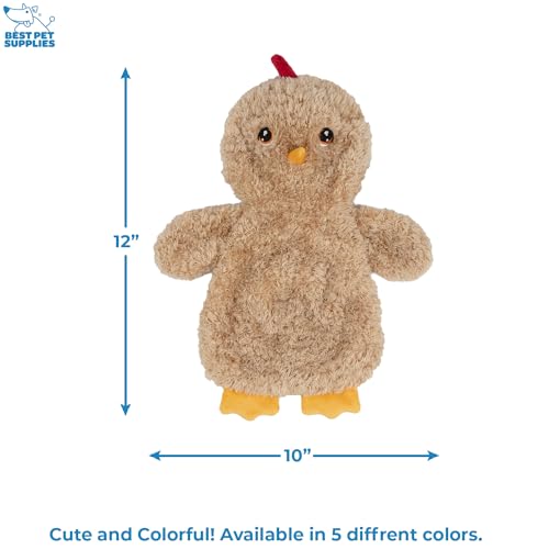 Best Pet Supplies Interactive Squeaky Dog Toy - Baby Chicken, Khaki | Stuffing Free Body, Soft, Squeaks & Crinkles, No Mess, Perfect for Moderate Chewers, Toss and Fetch Play - color: Crinkle Chicken (Khaki), size: Large