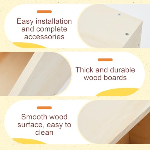 2 Pack Wooden Bunny Nesting Box 16x11x11 Inch Safe Birthing Hideout for Rabbit Doe & Newborn Kits, Nesting Box for Breeding,Small Animal Habitat for Hutch & Cage - size: 16x11x11 Inch