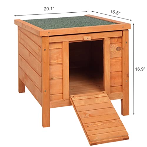 Cat House Outside, Weatherproof Wooden Bunny Rabbit Cat Hutch Outdoor Pet Cage Shelter Feral Cat House, Small Pet House and Habitats - color: Natural Wood