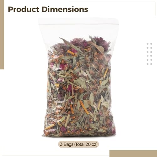 20 oz Chicken Nesting Herbs, 3 Pack Natural Dried Flower Blend for Chicken Coop Bedding, Nest Box Herbs for Egg Laying, Freshening Coop Odor, Hamster Guinea Pig Bunny