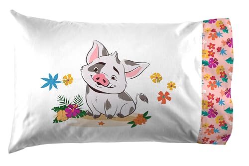 Jay Franco Kids Sheet Set with Fitted, Flat Sheets & Pillow Cover - Ultra-Soft Bedding with Pillowcase for Room Decor, Pink - Moana, 4 Piece Full - color: Pink - Moana, size: 4 Piece Full