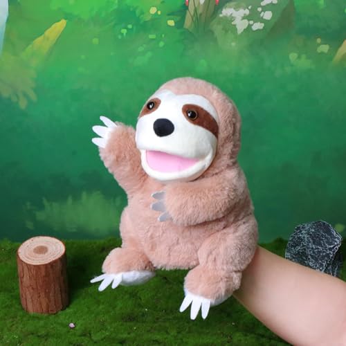 Easfan Sloth Hand Puppet with Movable Mouth Plush Toy Gift for Kids 10" | Interactive storytelling, cute stuffed animal, creativity imagination, easter christmas birthday holiday gift, for toddlers - style: Sloth