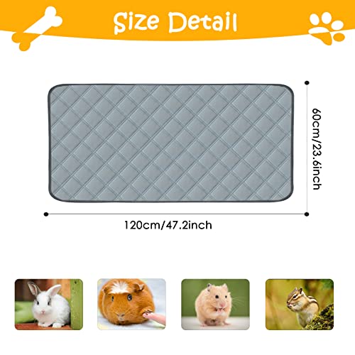 2 Pack Guinea Pig Cage Liners Washable Guinea Pig Bedding Waterproof | Super Absorbent | Non Slip | Reusable Guinea Pig Pee Pads for Small Animals Rabbit Hamster Rat - for Midwest 48" x 24" - color: Light Grey, size: 48" x 24" (2 Pack)
