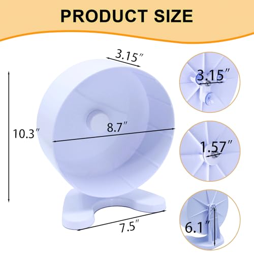 Hamster Wheel, 8.7" Super-Silent Exercise Wheels, Dual-Bearings Quiet Spinner Running Wheels, 3 Installation Methods, Fits Any Hamster Cage, Hamsters Toy for Dwarf Hamsters, Gerbils, and Small Pets. - color: White, size: Large