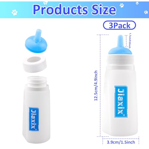 3 Pack Kitten Silicone Bottle Feeding Kit,Nipple & Feeding Kit for Kittens, Reusable Newborn Kitten Supplies, Suitable for Feeding Kitten, Puppy, Rabbit,Hamster (Blue, Large) - color: Blue, size: Large