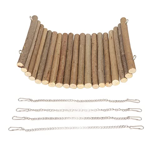 Hamster Wooden Swing, Natural Large Space Climbing Playing Toy with Hanging Chain for Parrots Gerbils and Similar Size Pets (20 * 30CM) - size: 20*30CM