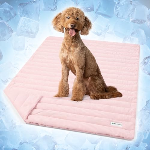 PetAmi Dog Cooling Mat, Q-Max Pet Cooling Blanket with Thick Cushioning, Self Cooling Pad for Dogs & Cats, Reversible Summer Mat for Crate, Couch, Kennel, Pink, Large (40x60) - color: Pink, size: Large (40x60)
