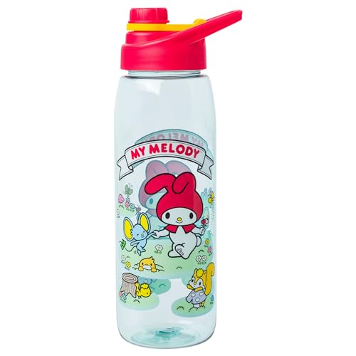 Silver Buffalo Sanrio Hello Kitty and Friends My Melody, Joey, and Meadow Friends Water Bottle with Screw-On Lid, 28 Ounces - color: Sanrio My Melody in Meadow, size: 28 Ounces