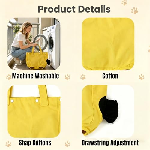 Cat Carrier Bag, Soft Pet Canvas Shoulder Carrying Pouch Hand Free Kitten Backpack with Holes for 5-11 lbs Small Dogs, Cats, and Pets Outdoor Travel, Yellow - color: Yellow