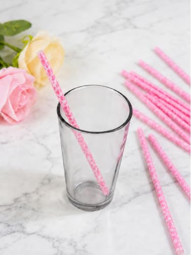 10 Pcs Reusable Leopard Straws Hard Plastic Drinking Straw with Cleaning Brush Leopard Print Animal Drinking Straw Statement Cheetah Animal Straws for Party(Pink) - color: Pink