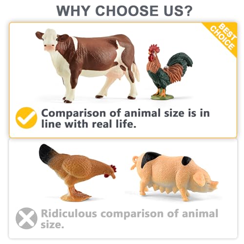 Divwa 15 Pcs Farm Animal Toy for Toddler Kid, Plastic Toy Farm Animal Figure Set Playset Including Cow Horse Goat Sheep Pig Donkey Goose Duck Turkey Chicken Dog Cat Rabbit for Kid Age 3-5 5-7