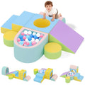 Toddler Climbing Toys Indoor, 6-Piece Baby Foam Climbing Blocks with Ball Pit, Colourful Soft Play Set for Toddlers 1-3 Years Old, Kids' Indoor Climbers & Play Structures (Balls not Included)