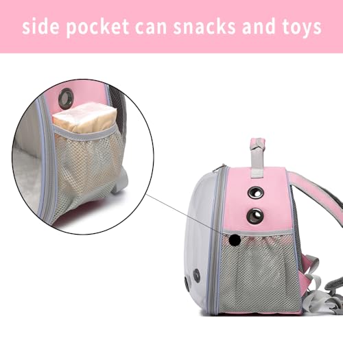 Bunny Carrier, Guinea Pig Carrier,Small Animal Carrier Backpack for Rabbit,Bearded Dragon, Lizard,Hamster,Kitten. Breathable Pet Travel Cage Bag (Pink) - color: Pink