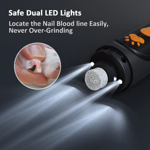 Dog Nail Trimmers and Dog Nail Clippers Kit, Whisper Quiet Electric Grinder with Light, for Small, Medium, Large Dogs, Cats Toenail Grooming, 3 Speeds - color: Black