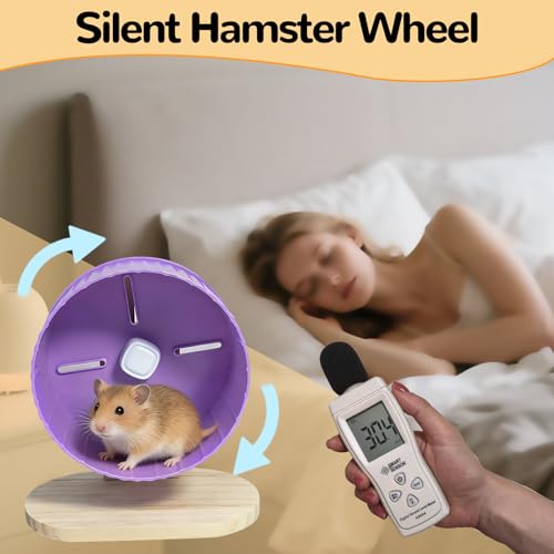 6.7in Silent Hamster Exercise Wheel Hamster Toy Cage Accessories with Adjustable Stand for Juvenile Gerbils Dwarf Hamsters (Purple) - color: Purple