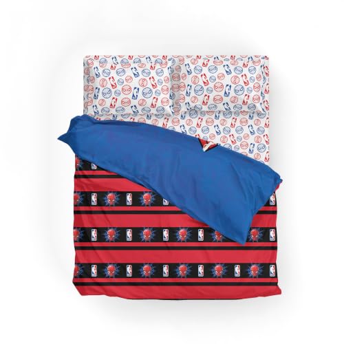 Northwest Marvel Spiderman Full Comforter Set 5 Piece Includes Reversible Comforter & Sheet Bedding Set Soft Fade Resistant Microfiber Officially Licensed - color: Spidey Drop Full