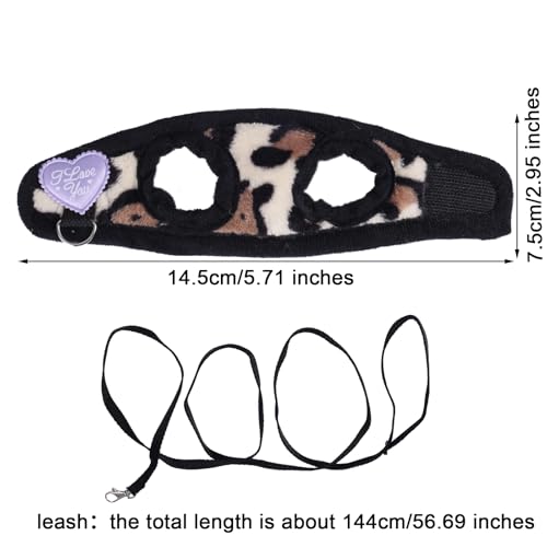 Small Animal Harness and Leash Set, Leopard Print Ferret Leash and Harness Soft Ferret Clothes Stuff Kit Outdoor Walking Accessories for Tiny Pet Rabbit Bunny Guinea Pig Hamster Puppy Kitten
