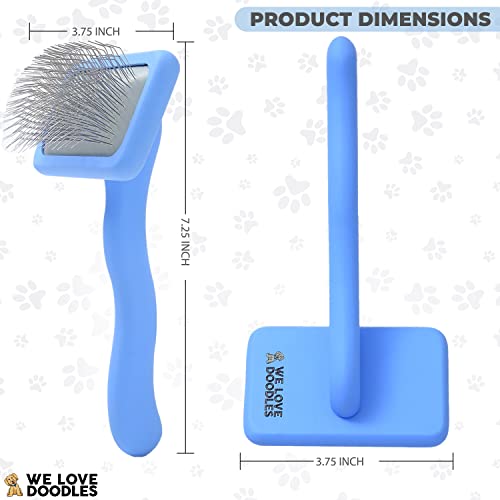 Slicker Brush for Dogs, Pet Grooming Brushes for Doodles & Poodles, Small | Best Brush For Long Haired Dogs, Dematting Comb & Deshedding Tools For Goldendoodle Coats, Puppy Matting Grooming Supplies - size: Small Slicker Brush