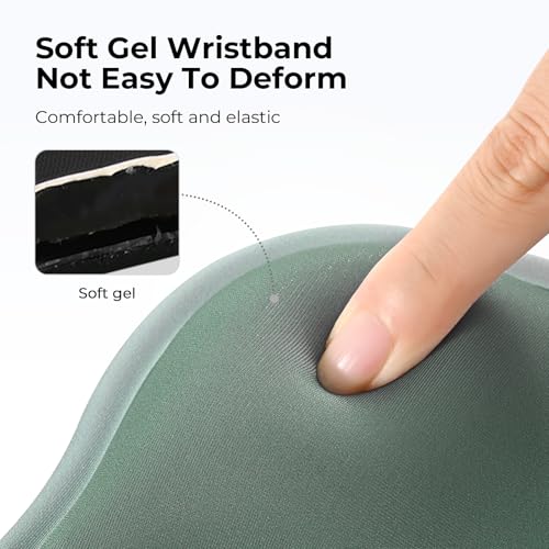 EooCoo Mouse Pad with Gel Wrist Rest, Ergonomic Mousepad Wrist Alignment | Middle Concave Design for Natural Wrist Alignment, Non-Slip Base Mousepad, Carpal Tunnel Relief, Office Desk Accessories - color: Green