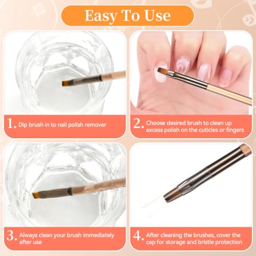 Nail Art Clean Up Brushes,Nail Brushes for Cleaning Polish Mistakes on the Cuticles, Acetone Resistant Nail Brush, Fingernail Cleaning Brushes for Nail Art and Designs (Brown) - color: Brown