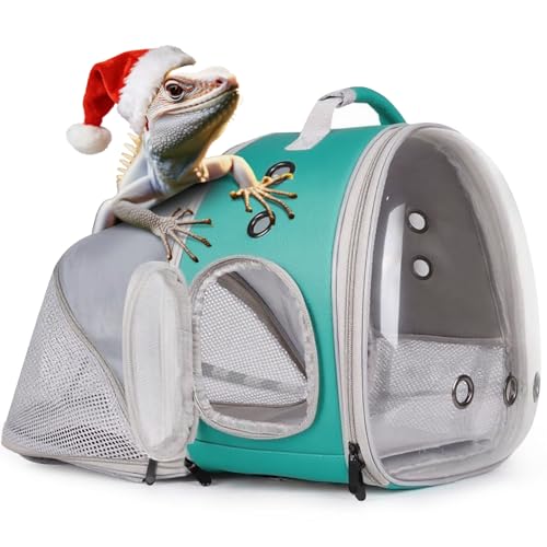 WEVONIGU Expandable Small Animal Backpack Carrier with Clear Bubble Window Large Space Travel Cage for Hedgehog Rat Parrot,Bearded Dragon,Sugar Glider,Airline Approved (Green, BE Backpack) - color: Green, size: BE Backpack