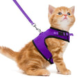 PUPTECK Soft Mesh Cat Vest Harness and Leash Set Puppy Padded Pet Harnesses Escape Proof for Cats Small Dogs Rabbits Bunny - color: Purple, size: M(NECK 7", CHEST 10.5", 4-6 lbs)