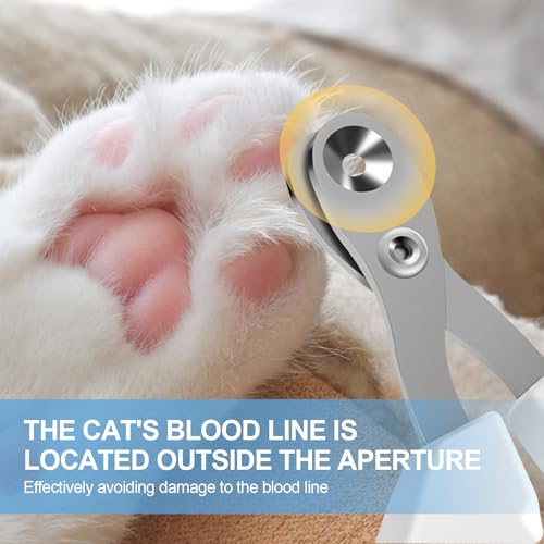 Cat Nail Clipper with Circular Cut Hole, Avoiding Excessive Cutting, Suitable for Beginners. It Can Also be Used for Small Animals Such as Birds, Hamsters, Guinea Pigs, Etc. (Blue) - color: blue