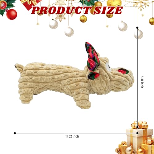 Dog Toys Squeaky Interactive Deer Shape Toy | Puppy Teething Chew Toy, Stuffed PP Cotton, Crinkle Sound Paper Tail, Large Medium Small Breeds - style: Christmas Deer Wide Velvet