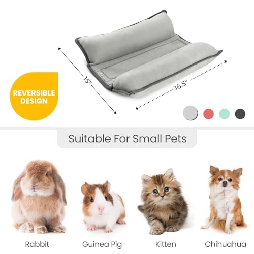 Rabbit Bed, Washable Bunny Pillow, Reversible Lounger Pad, Soft Small Animal Bedding, Stress Relief Pet Mat for Kittens, Guinea Pigs, Puppies - color: Light Grey