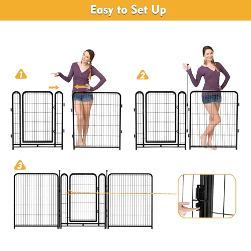 Garden Fencing 36 Inch High, 4 Panels Total 8.9 Ft(L) Dog Fencing Outdoor for Yard, 4 One-Sided Plate, No Door, Anti Dig Fence Barrier, Dog Pen, Rabbit Fence, Garden Fences and Borders
