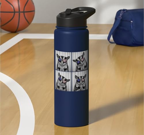 Sugar Glider 4th of July US American Flag Patriotic Stainless Steel Insulated Water Bottle - color: Navy Blue