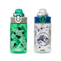 Zak Designs Jurassic World Sage 16oz Leak-Proof Straw Kids Water Bottle | BPA Free Durable Plastic, Cupholder Friendly, Dishwasher Safe, Easy to Clean, Lid Lock, Handle, For School, Home, Travel - color: Jurassic World (Green and Blue)