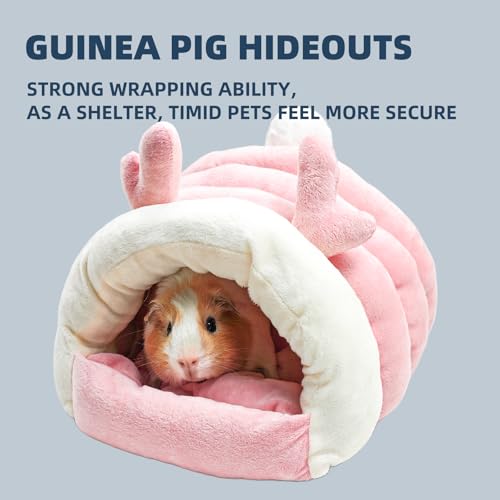 Guinea Pig Hideout, Warm Bed for Guinea Pig,Rabbits, Chinchillas, Guinea Pig Bed, Cozy Small Animal Winter Shelter (Pink, Medium) - color: Pink, size: Medium