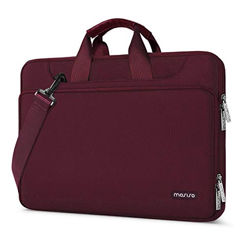 MOSISO 360 Protective Laptop Bag 15.6 inch, 15-16 inch Computer Bag | Compatible with MacBook Air 15 inch/Pro 16 inch, HP,Dell,Lenovo,Asus, Laptop Carrying Case with Strap&Handl, Wine Red - color: Wine Red, size: 16 inch