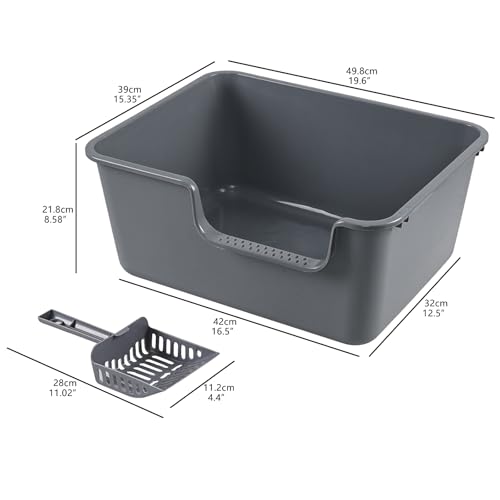4 Packs Plastic Anti-Splashing Kitty Litter Box, Cat Litter Box High Sides, Grey