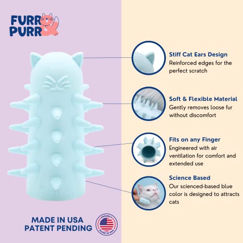 Furr&Purr Cat Brush Set for Indoor Cats - Grooming Tools: Face Scratcher, Calming Massager, and Scratching Pad (2-Pack, Made in the USA) - size: 2 Pack - New