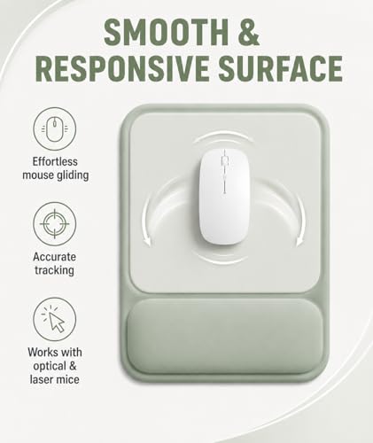 Ergonomic Mouse Pad with Wrist Rest, Gel Mousepad with Soft Wrist Support, Non-Slip PU Base, Smooth Surface Mouse Pad for Wrist Pain Relief, Computer Laptop Office Home & Gaming (Sage Green) - color: Sage Green