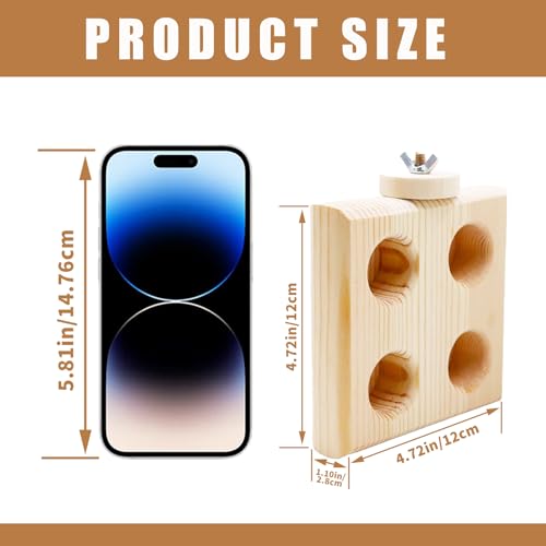 Hamster Cage Accessories, Wooden Feeding Dish with 4 Sections, Wooden Feeder for Small Animals, Food Bowl for Hamster, Guinea Pig, Chinchilla, Rat