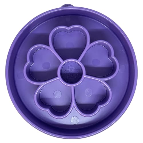 SodaPup Flower Design Enrichment Bowl – Durable Slow Feeder Bowl Made in USA from Non-Toxic, Pet-Safe, Food Safe Material for Mental Stimulation, Slowing Down Eating, Healthy Digestion, & More - color: Purple Flower Ebowl