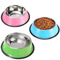 YUDANSI Stainless Steel Shallow Cat Bowls 3 Pack, Puppy Small Dogs Feeder for Food Water, Lightweight Small Pet Dish Set Multi-color for Wet Food Kibble Treats, Non Slip Anti Overturning Feeding Plate - color: 5.9in