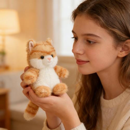 PEACH CAT Cat Stuffed Animal Cute Kitten Plushies Small Plush Toys Gifts for Kids Yellow (Squeaky) - style: Orange Cat