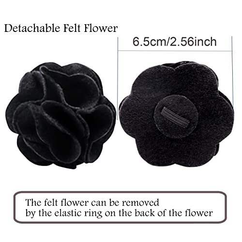 ARING PET Velvet Dog Collars, Black Soft Pet Collar with Detachable Felt Flower Metal Buckle for Puppy Small Medium Large Boy Girl Dogs-XS - color: F-Black, size: X-Small (Pack of 1)