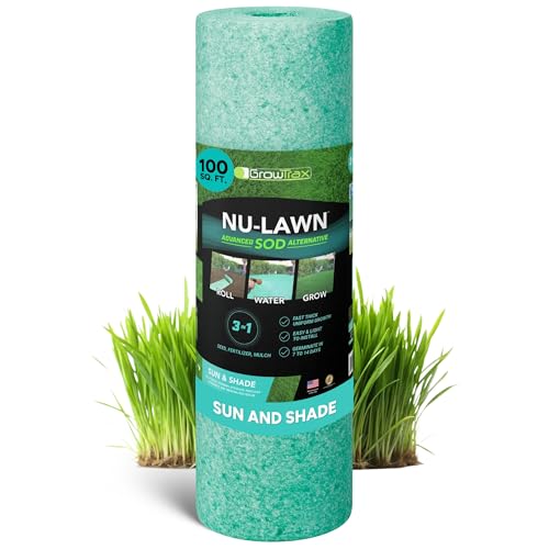 Growtrax Biodegradable Grass Seed Mat - 100 Sq Ft Year Round Green | Grass Seed for Lawns, Dog Patches & Shade, Just Water and Grow, No Fake or Artificial Grass - size: 803