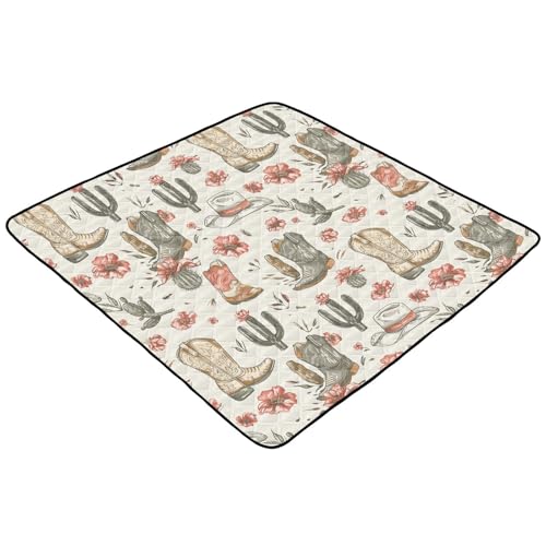 Baby Play Mat Cowboy Boot Hats Western 50 x 50 Playpen Mats for Floor Play Gym Crawling Mat Non-Slip Cushioned Baby Playmat for Infants, Babies, Toddlers - color: Multi 19