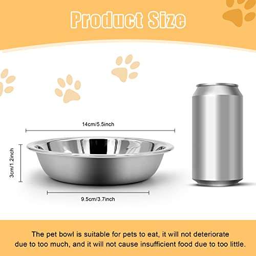 Stainless Steel Cat Bowl - Shallow Wide Flat Cats Food Bowls,Metal Kitten Dishes Whisker Friendly Fatigue Relief,Replacement Basic Kitty Plates for Elevated Stand,Dishwasher Safe（Set of 12）